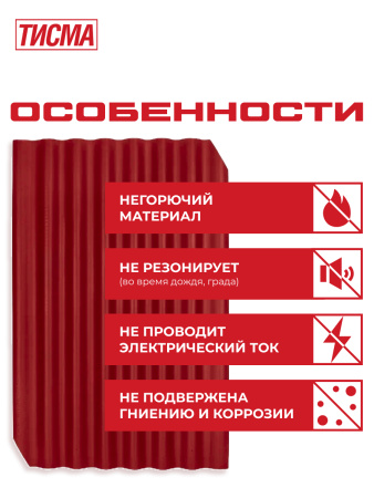 Фиброчерепица ТИСМА Профи, 1470 мм